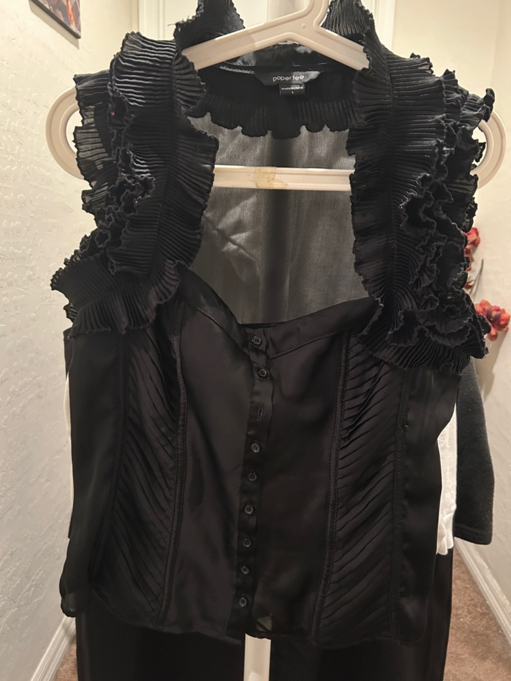 Paper Tee Black Ruffled Blouse